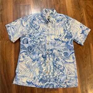 YIUME Oceanic Blue and White Unique Shirt